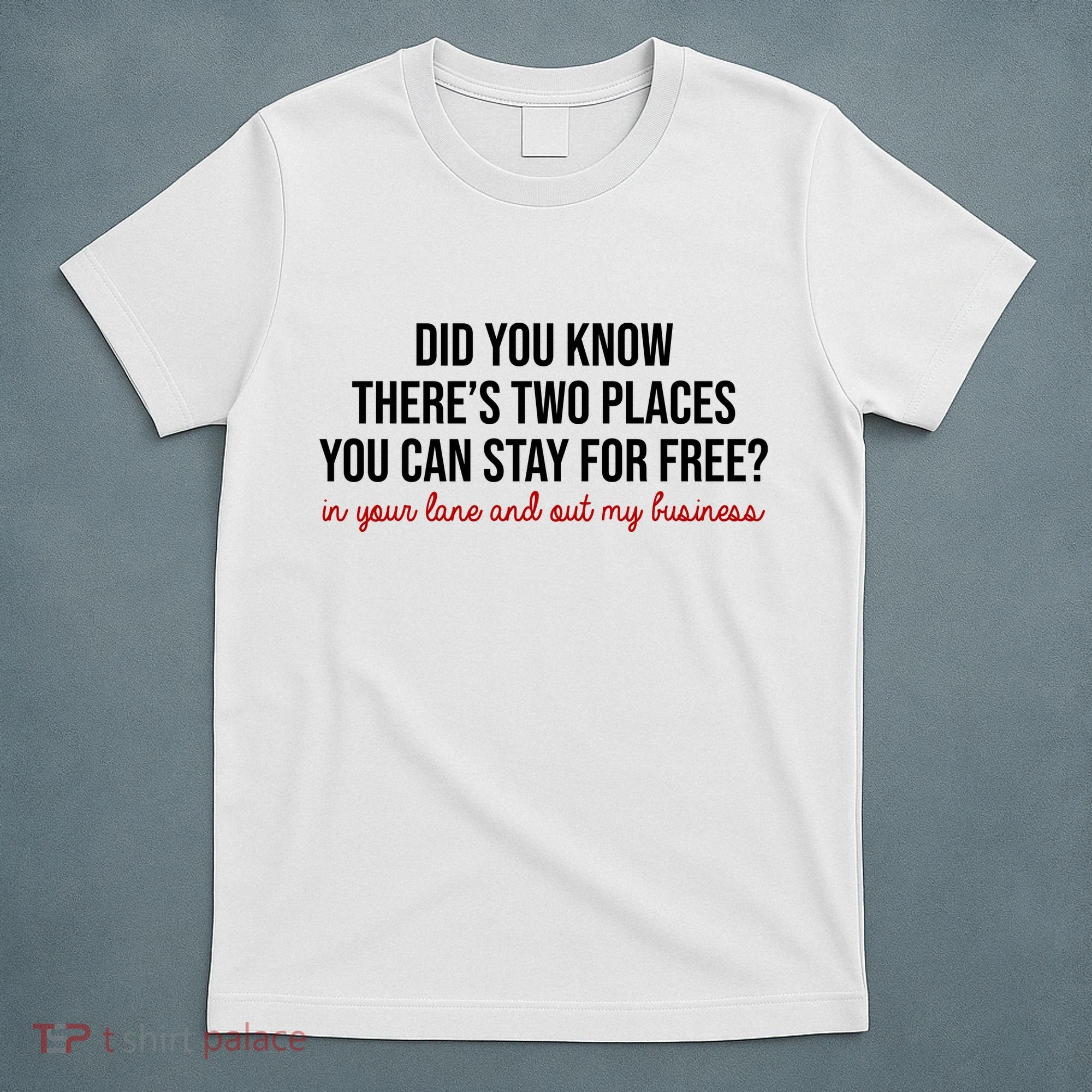 Two Places You Can Stay For Free In Your Lane And Out My Business T-Shirt