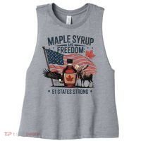 Trump Q Canada 51st State Of Usa Women's Racerback Cropped Tank thumb 0