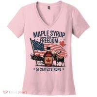 Trump Q Canada 51st State Of Usa Women's V-Neck T-Shirt thumb 0
