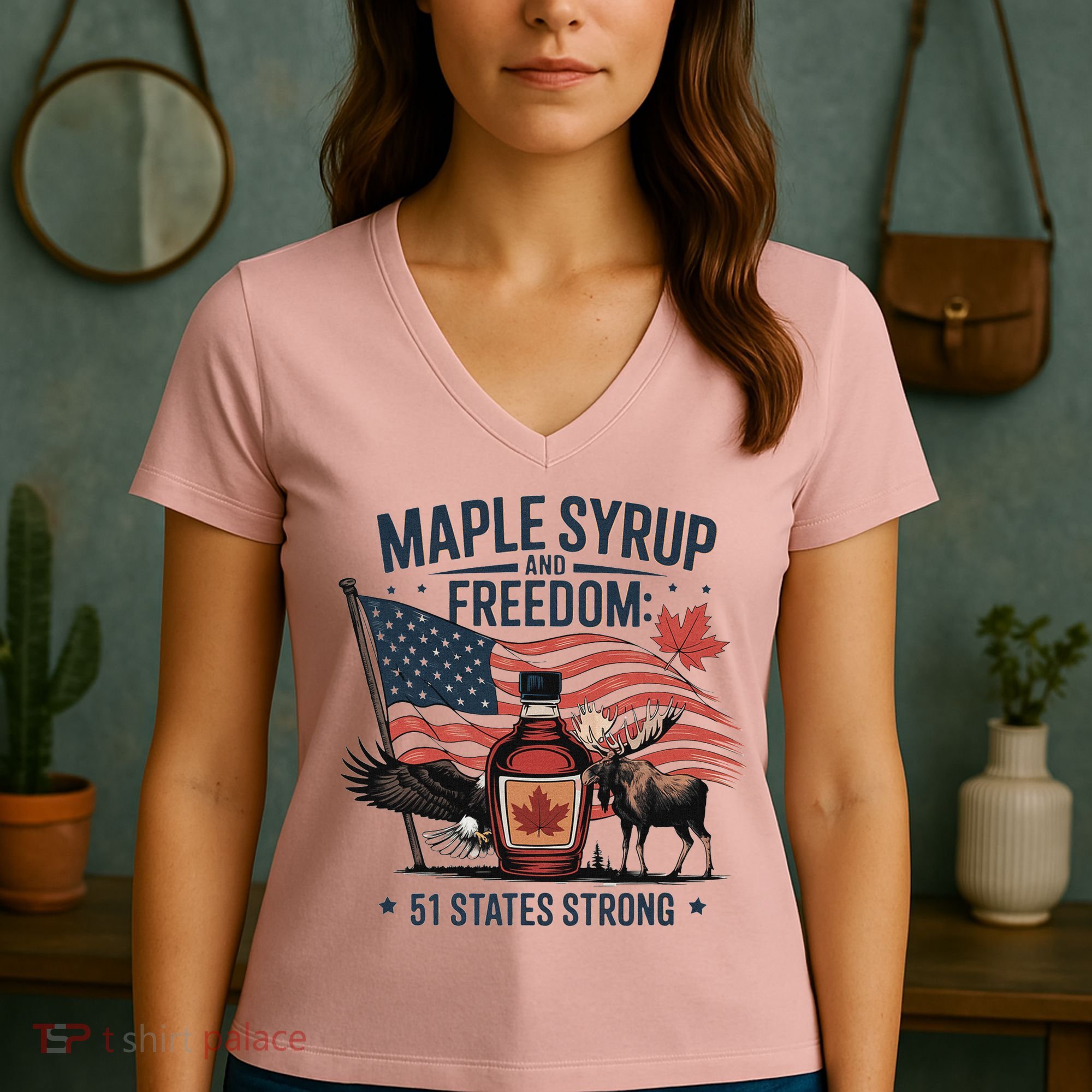 Trump Q Canada 51st State Of Usa Women's V-Neck T-Shirt