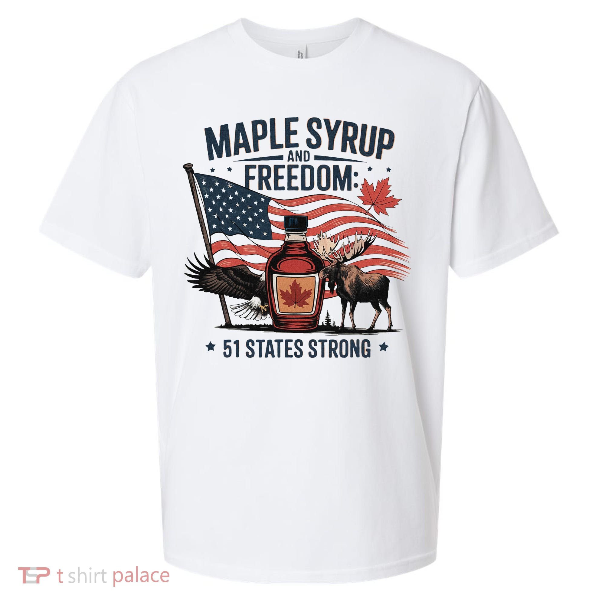 Trump Q Canada 51st State Of Usa Sueded Cloud Jersey T-Shirt