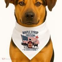 Trump Q Canada 51st State Of Usa USA-Made Doggie Bandana thumb 1