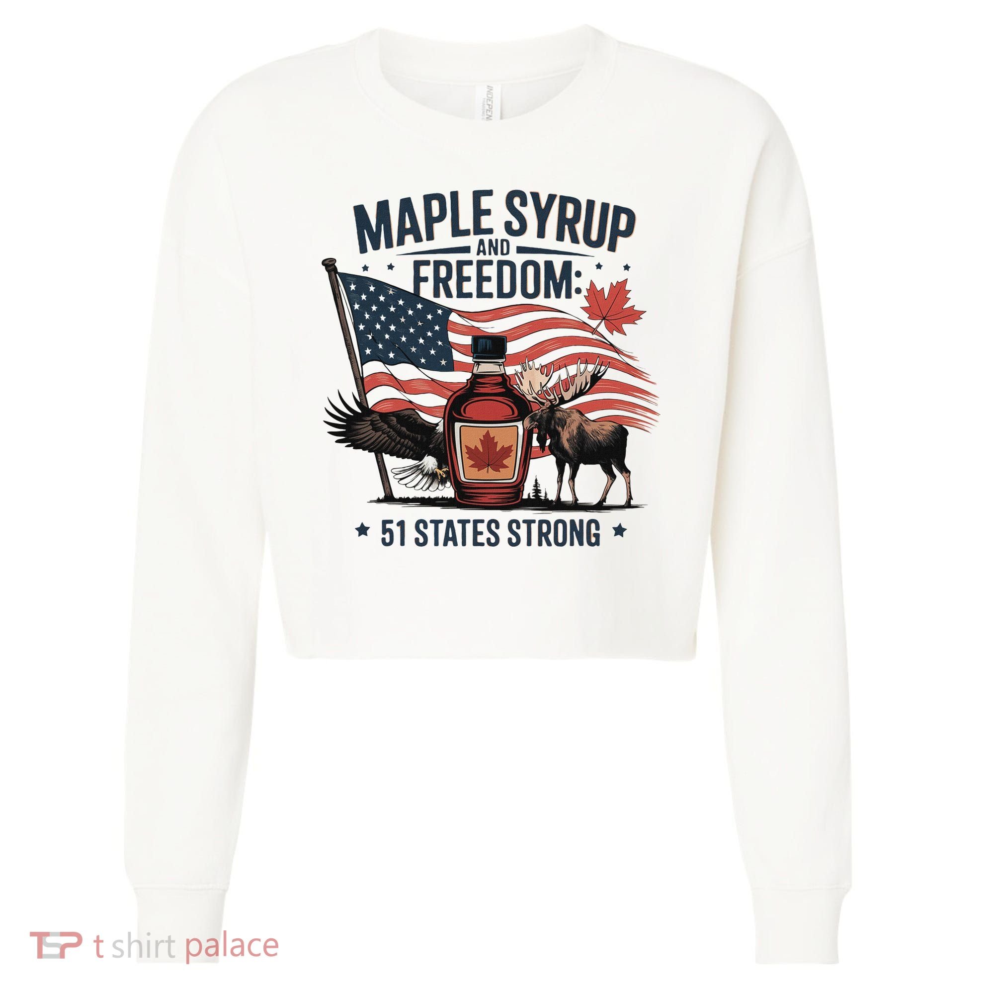 Trump Q Canada 51st State Of Usa Cropped Pullover Crew