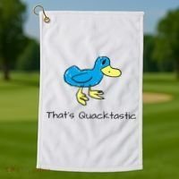 ThatS Quacktastic Funny Blue Duck Golf Towel thumb 1