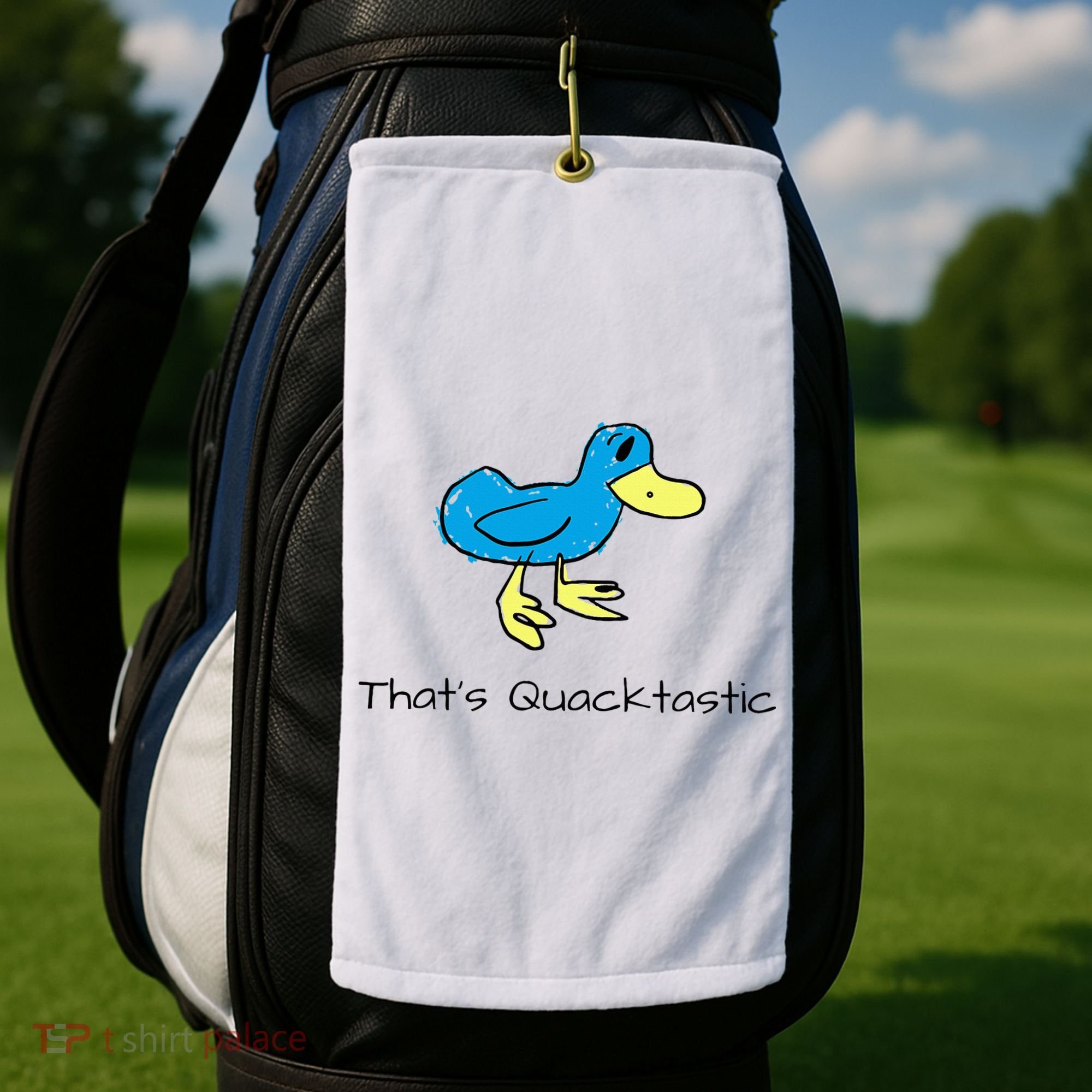 ThatS Quacktastic Funny Blue Duck Golf Towel