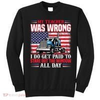 Teacher Quote I Do Get Paid To Stare Out The Window Sweatshirt thumb 0
