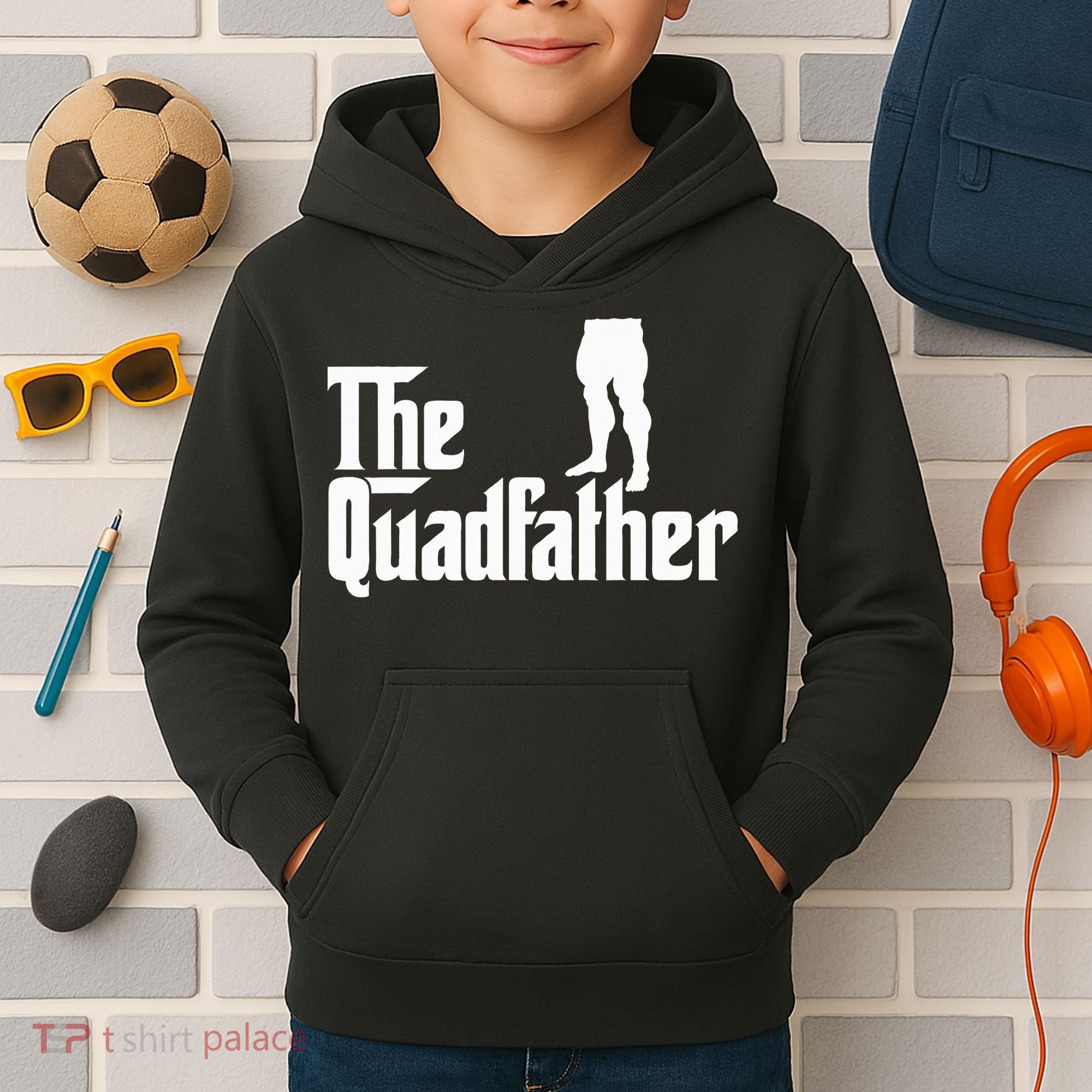 The Quadfather Leg Day Gym Motivation Pump Cover To Gains Kids Hoodie