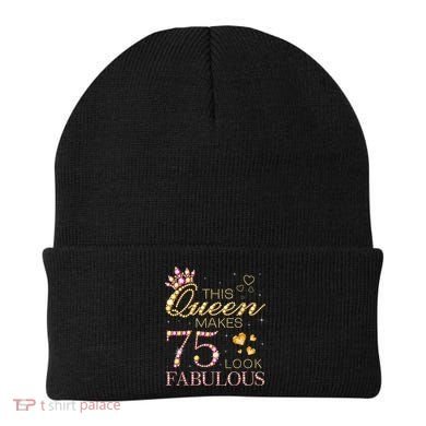 This Queen Makes 75 Look Fabulous 75th Birthday Present Queen B-day Beanie