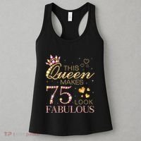 This Queen Makes 75 Look Fabulous 75th Birthday Present Queen B-day Women's Tank Top thumb 3