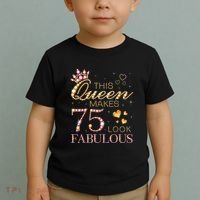 This Queen Makes 75 Look Fabulous 75th Birthday Present Queen B-day Toddler T-Shirt thumb 2
