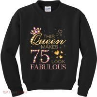 This Queen Makes 75 Look Fabulous 75th Birthday Present Queen B-day Kids Sweatshirt thumb 0