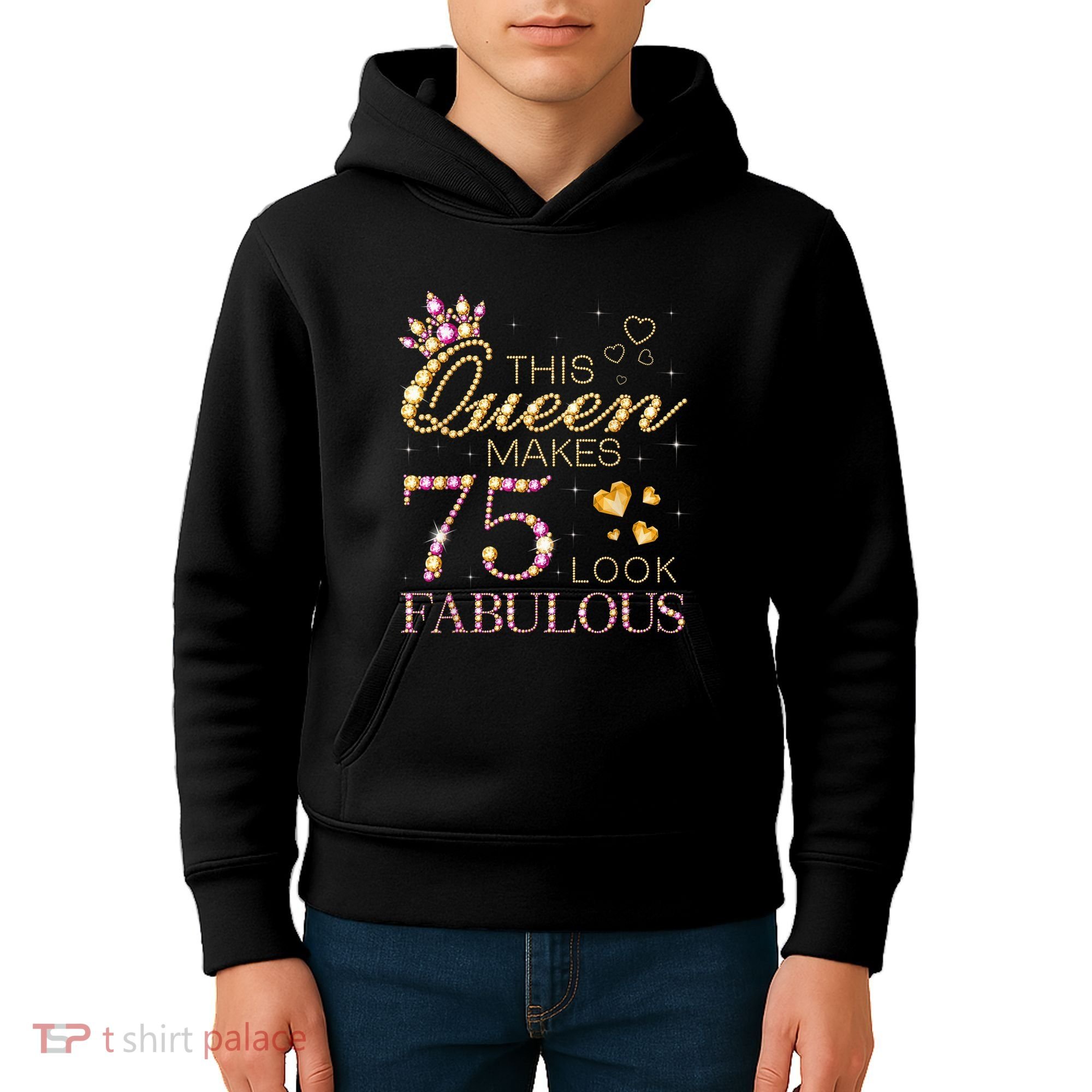 This Queen Makes 75 Look Fabulous 75th Birthday Present Queen B-day Kids Hoodie