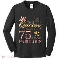 This Queen Makes 75 Look Fabulous 75th Birthday Present Queen B-day Kids Long Sleeve Shirt thumb 0