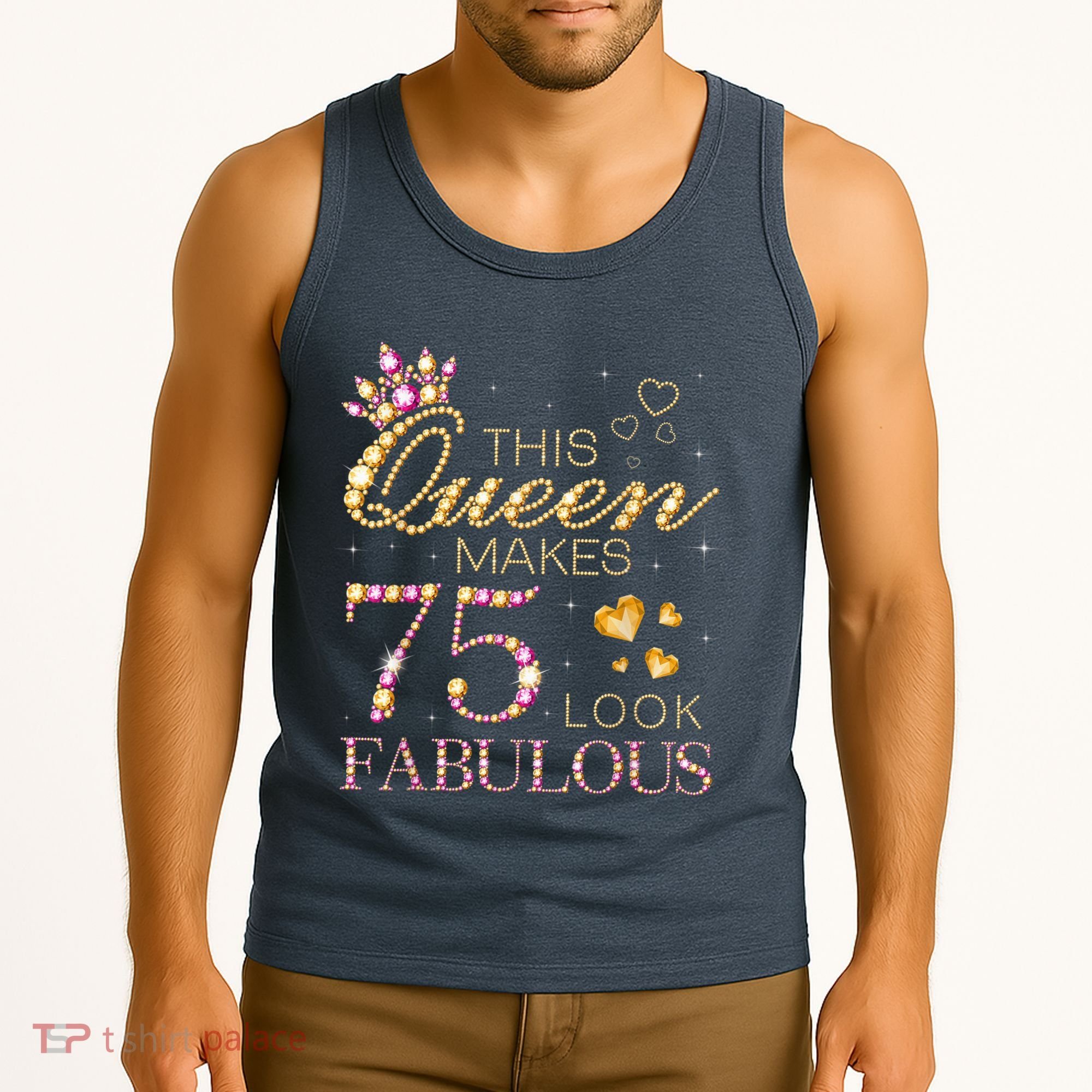 This Queen Makes 75 Look Fabulous 75th Birthday Present Queen B-day Tank Top