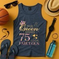 This Queen Makes 75 Look Fabulous 75th Birthday Present Queen B-day Tank Top thumb 4