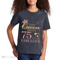 This Queen Makes 75 Look Fabulous 75th Birthday Present Queen B-day Kids T-Shirt thumb 2