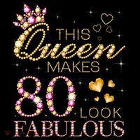 This Queen Makes 80 Look Fabulous 80th Birthday Queen B-day Stripe Pom Pom Beanie thumb 2