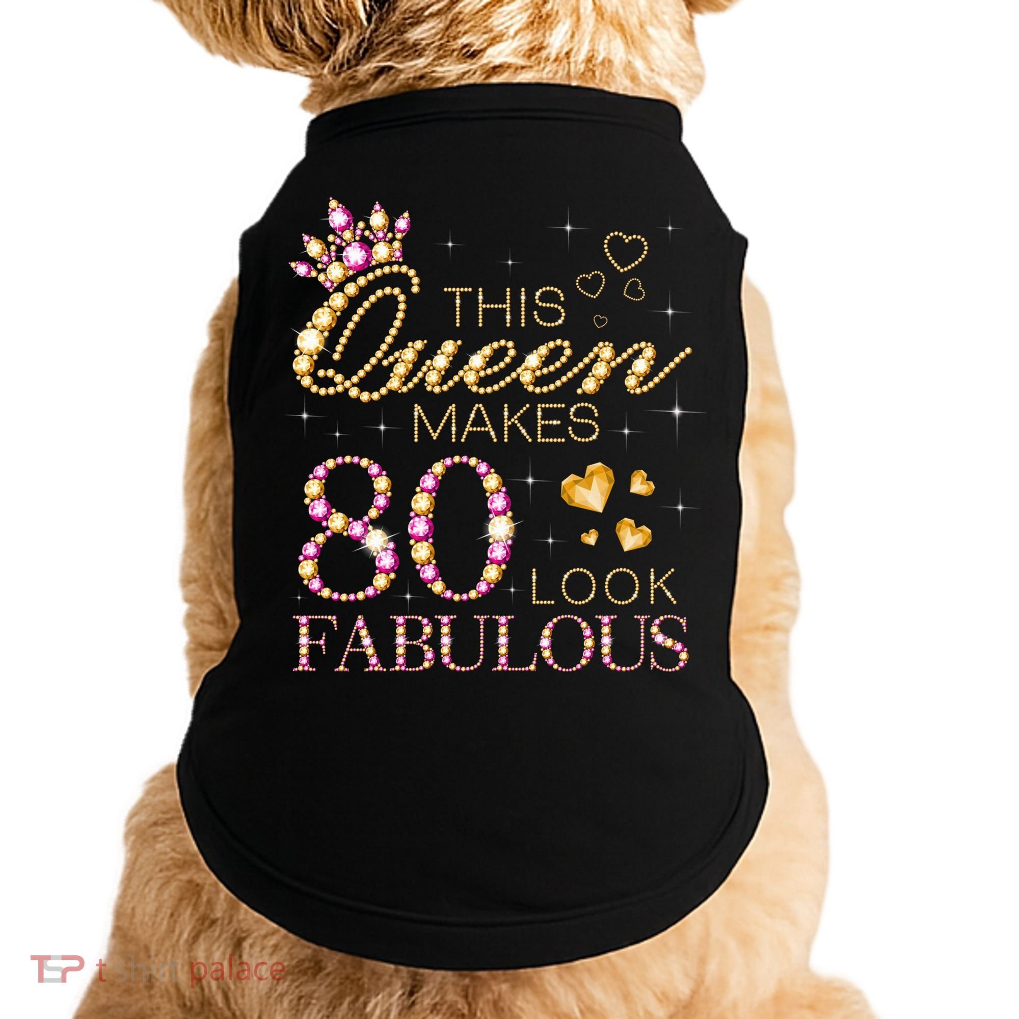 This Queen Makes 80 Look Fabulous 80th Birthday Queen B-day Doggie Tank