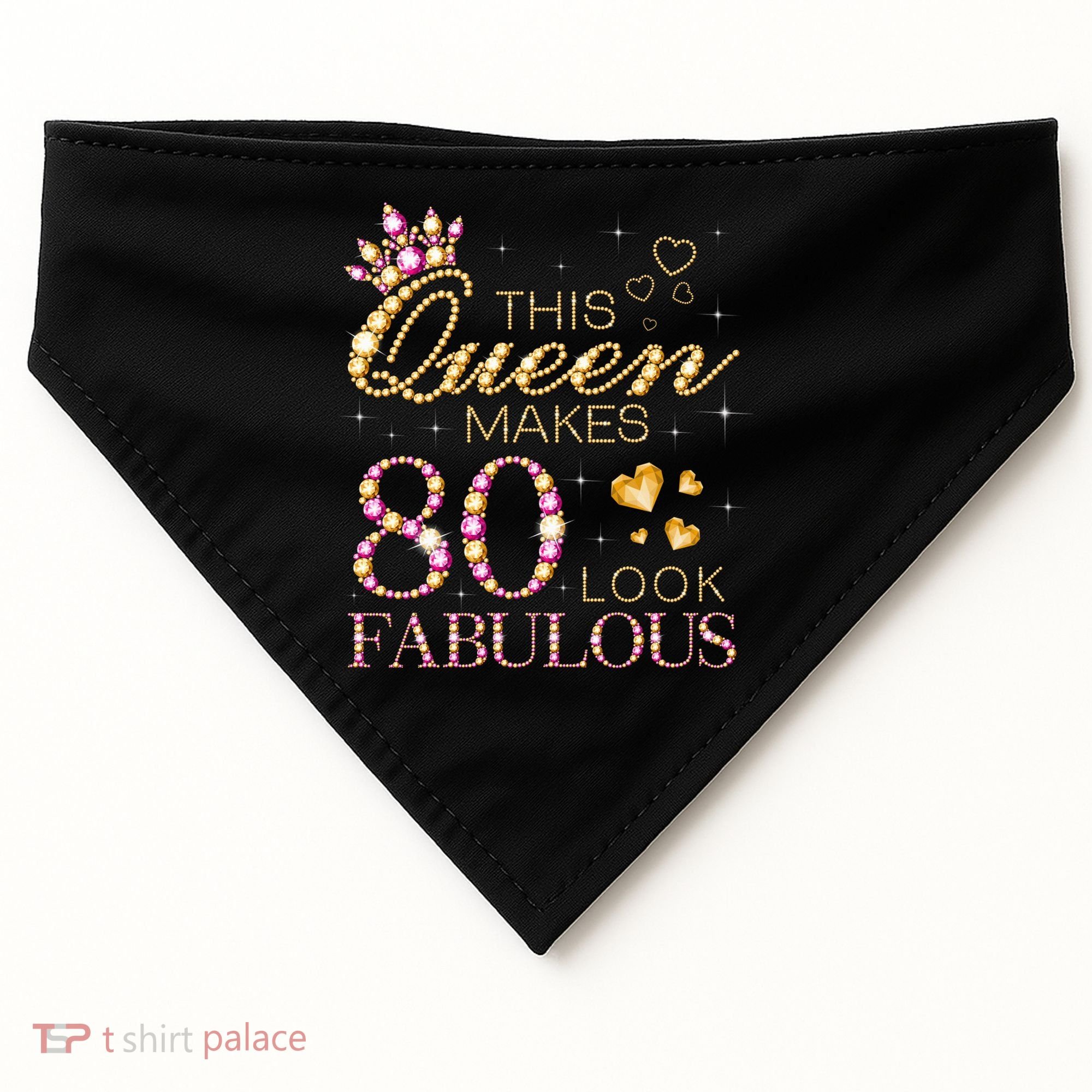 This Queen Makes 80 Look Fabulous 80th Birthday Queen B-day USA-Made Doggie Bandana