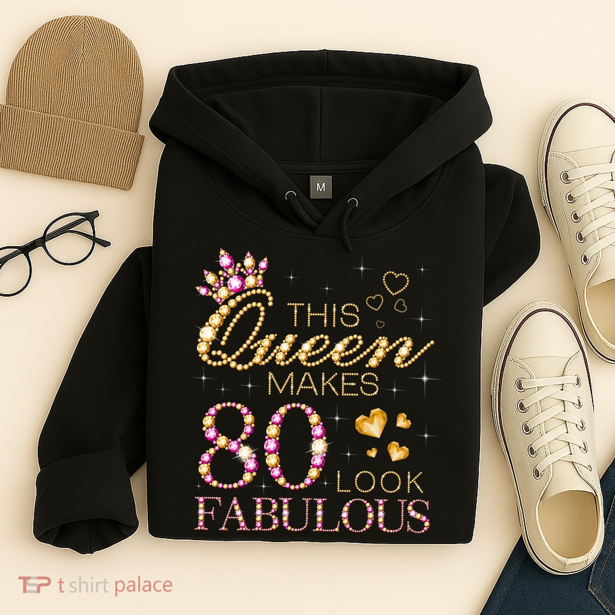 This Queen Makes 80 Look Fabulous 80th Birthday Queen B-day Hoodie