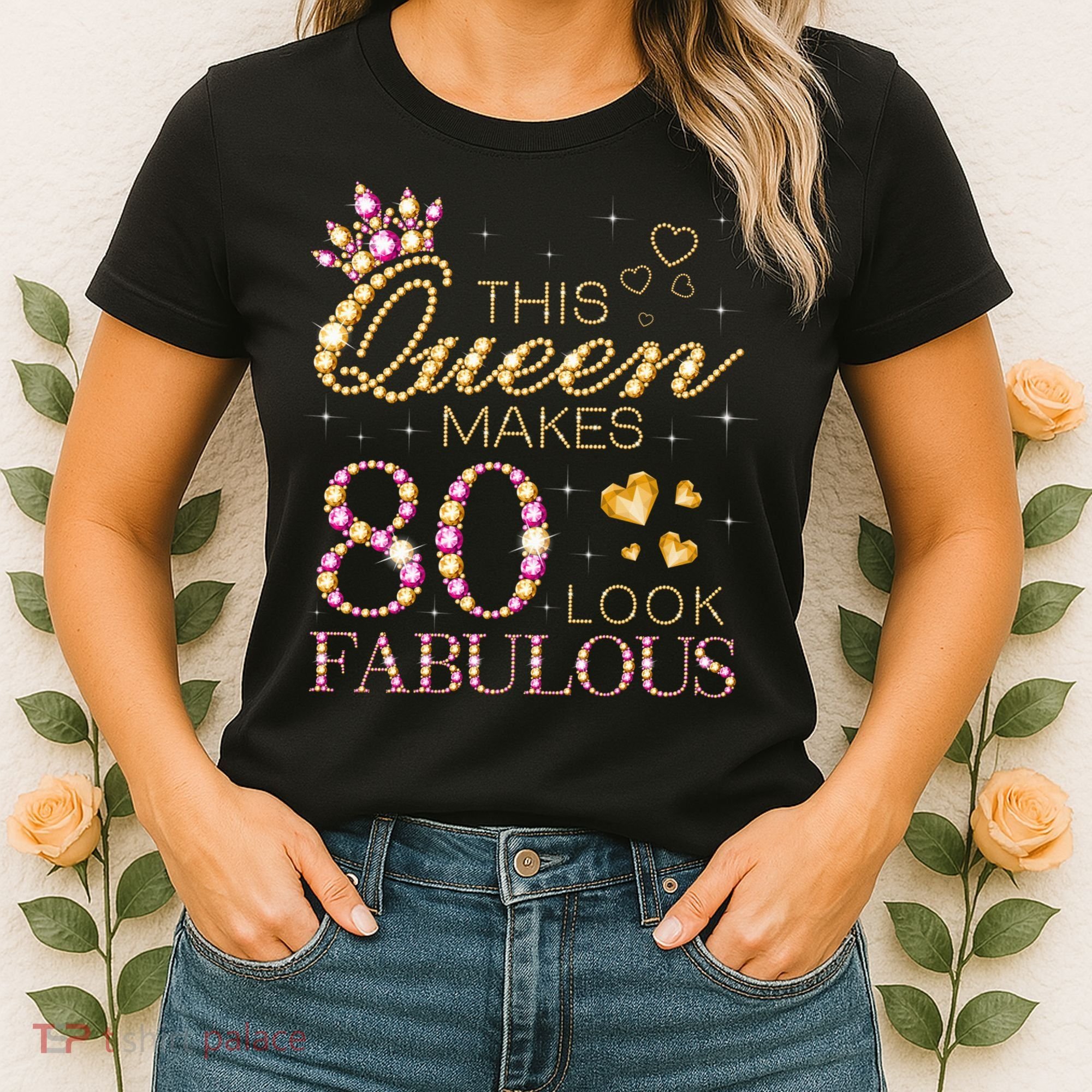 This Queen Makes 80 Look Fabulous 80th Birthday Queen B-day Women's T-Shirt