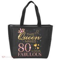 This Queen Makes 80 Look Fabulous 80th Birthday Queen B-day Tote Bag thumb 0