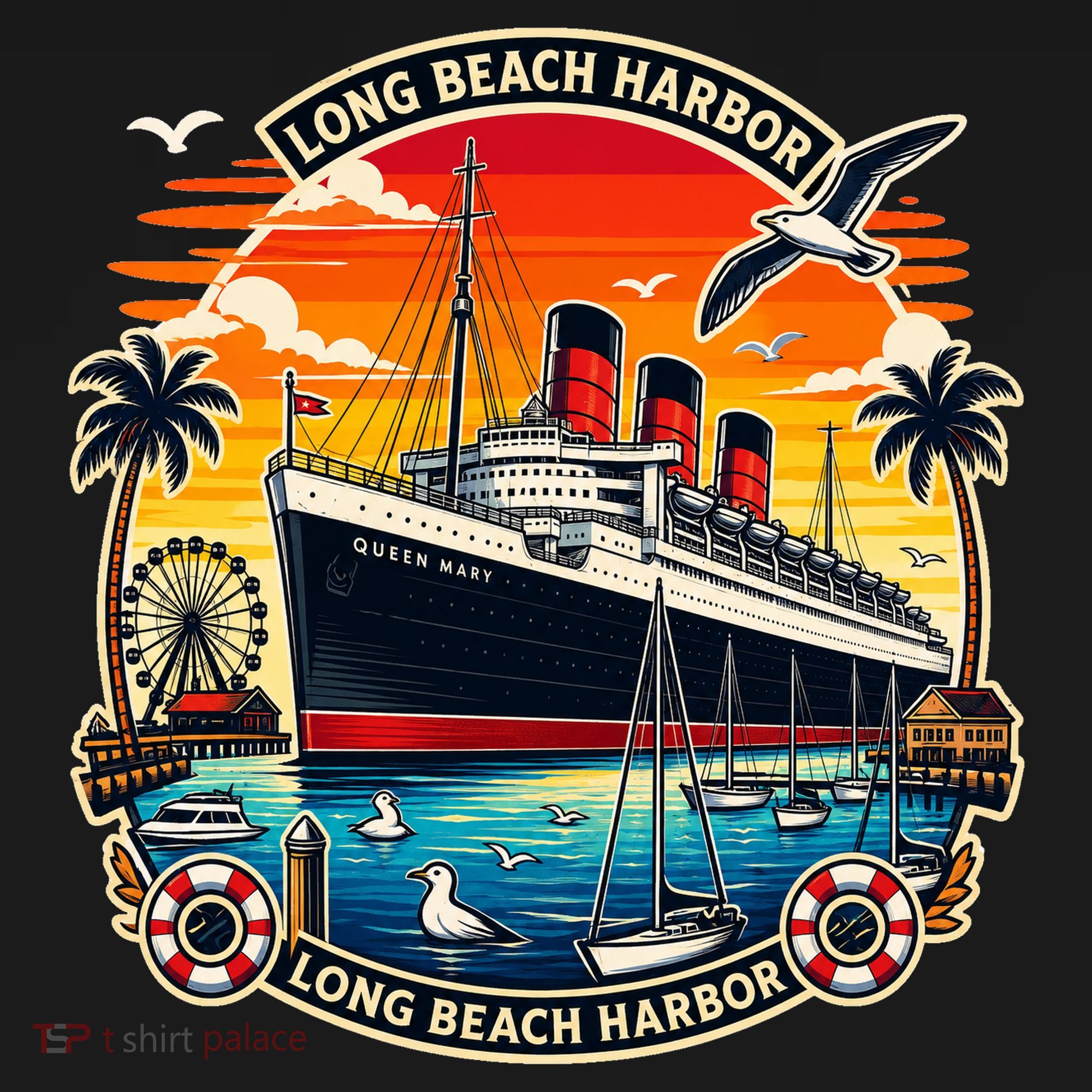 The Queen Mary Long Beach Historic Ocean Liner T-Shirt