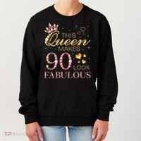 This Queen Makes 90 Look Fabulous 90th Birthday Queen B-Day Women's Sweatshirt thumb 0