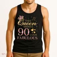This Queen Makes 90 Look Fabulous 90th Birthday Queen B-Day Tank Top thumb 3