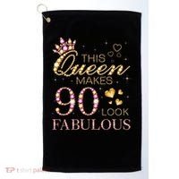 This Queen Makes 90 Look Fabulous 90th Birthday Queen B-Day Golf Towel thumb 0