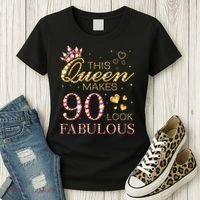 This Queen Makes 90 Look Fabulous 90th Birthday Queen B-Day Women's T-Shirt thumb 3