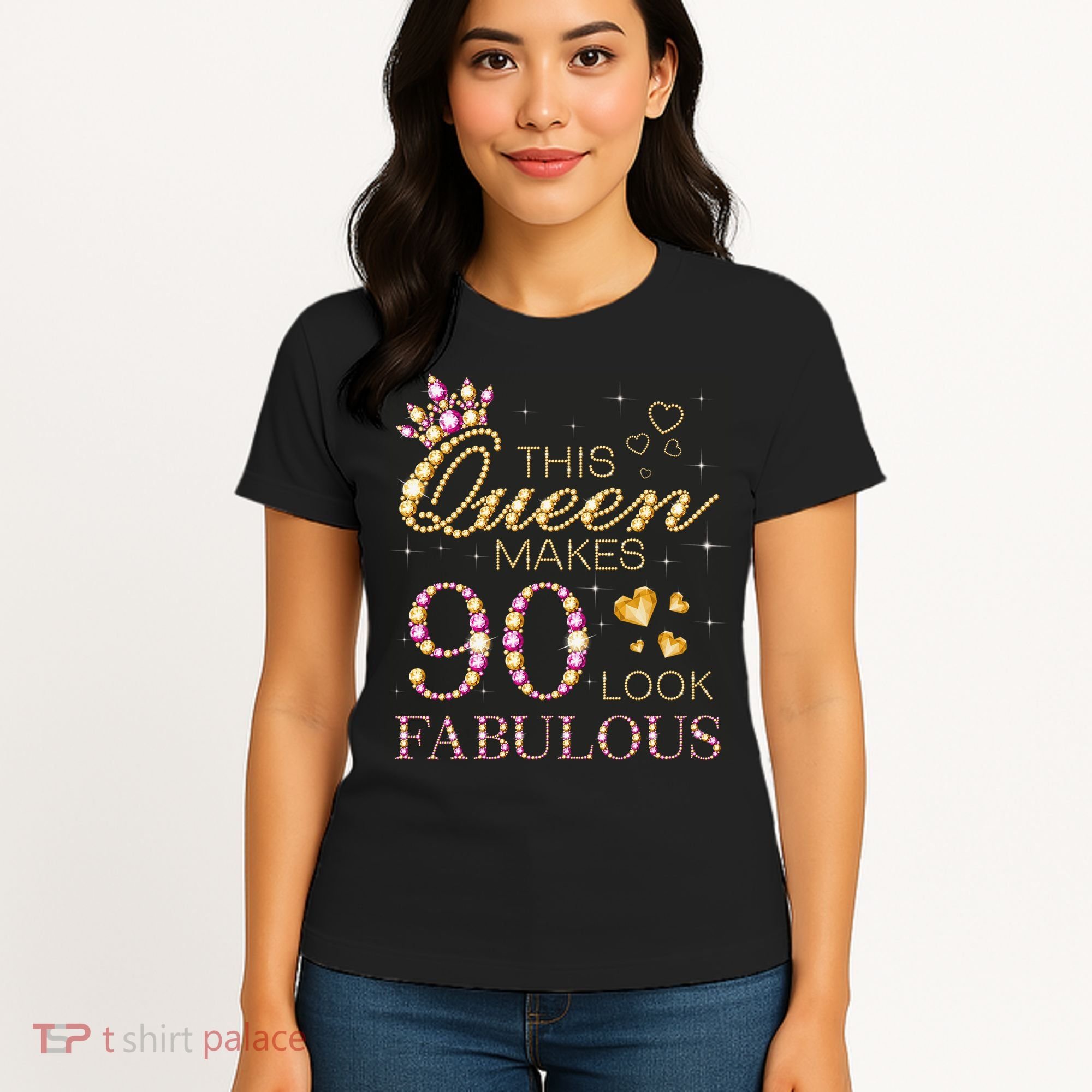 This Queen Makes 90 Look Fabulous 90th Birthday Queen B-Day Women's T-Shirt