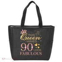 This Queen Makes 90 Look Fabulous 90th Birthday Queen B-Day Tote Bag thumb 0