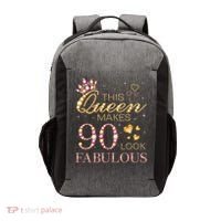 This Queen Makes 90 Look Fabulous 90th Birthday Queen B-Day Vector Backpack thumb 0