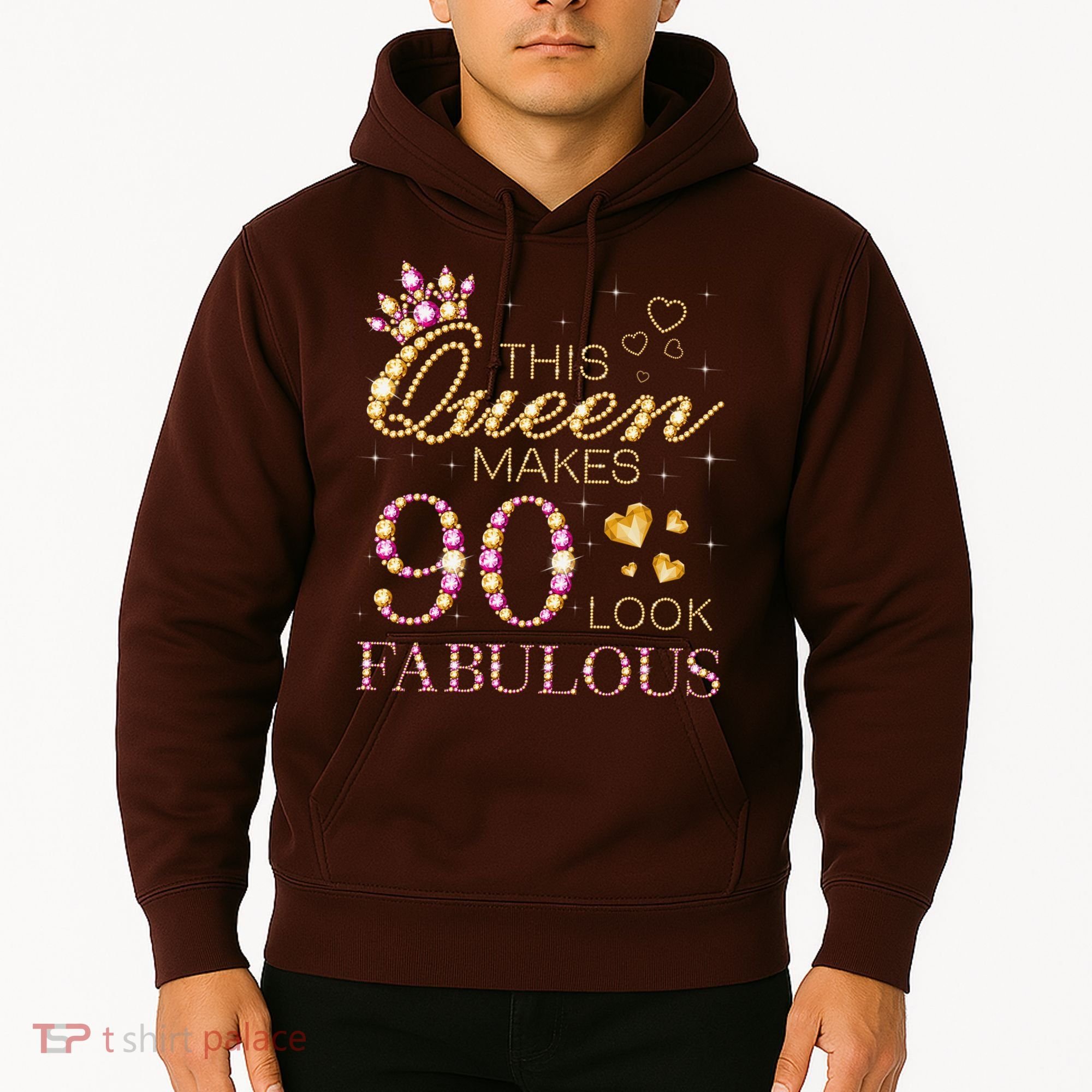 This Queen Makes 90 Look Fabulous 90th Birthday Queen B-Day Hoodie