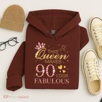 This Queen Makes 90 Look Fabulous 90th Birthday Queen B-Day Hoodie thumb 4