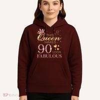 This Queen Makes 90 Look Fabulous 90th Birthday Queen B-Day Hoodie thumb 5