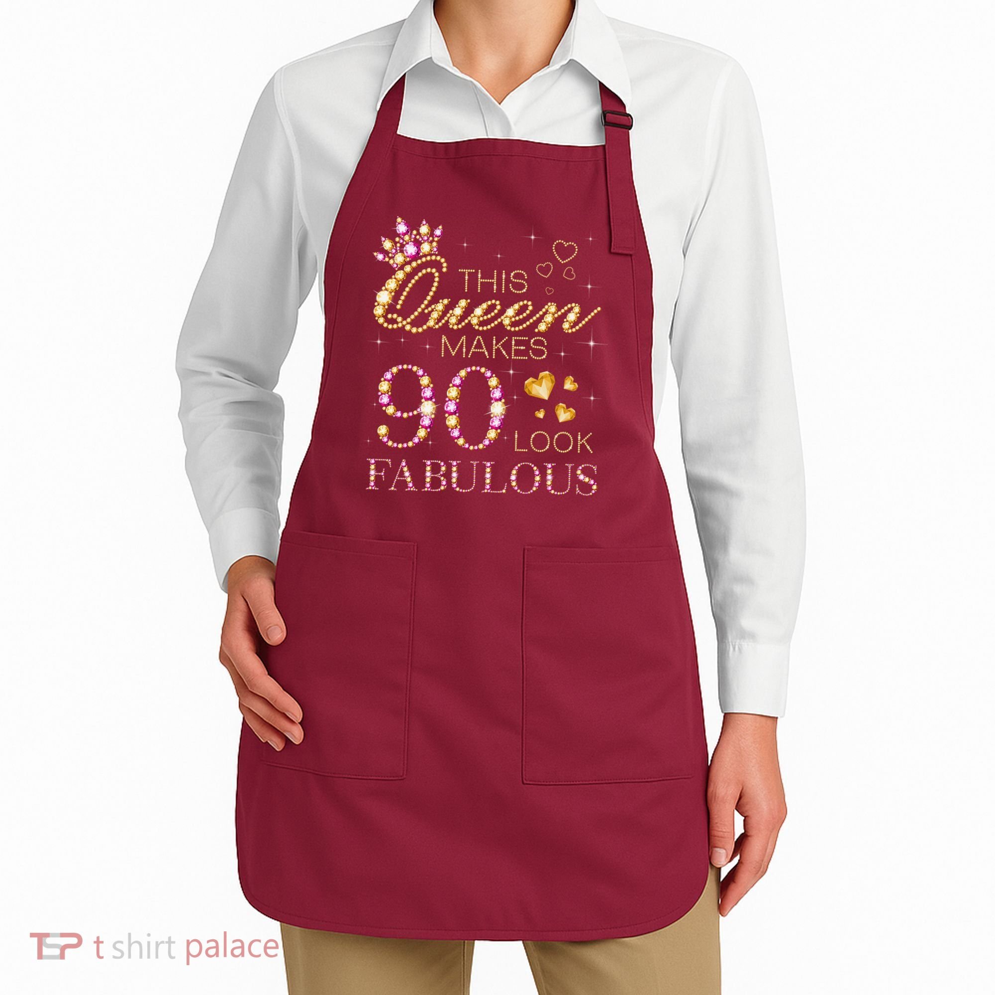 This Queen Makes 90 Look Fabulous 90th Birthday Queen B-Day Apron