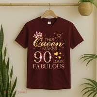 This Queen Makes 90 Look Fabulous 90th Birthday Queen B-Day T-Shirt thumb 2