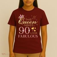 This Queen Makes 90 Look Fabulous 90th Birthday Queen B-Day T-Shirt thumb 4