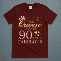 This Queen Makes 90 Look Fabulous 90th Birthday Queen B-Day T-Shirt thumb 5
