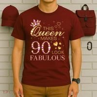 This Queen Makes 90 Look Fabulous 90th Birthday Queen B-Day T-Shirt thumb 6