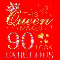 This Queen Makes 90 Look Fabulous 90th Birthday Queen B-Day Santa Hat thumb 1