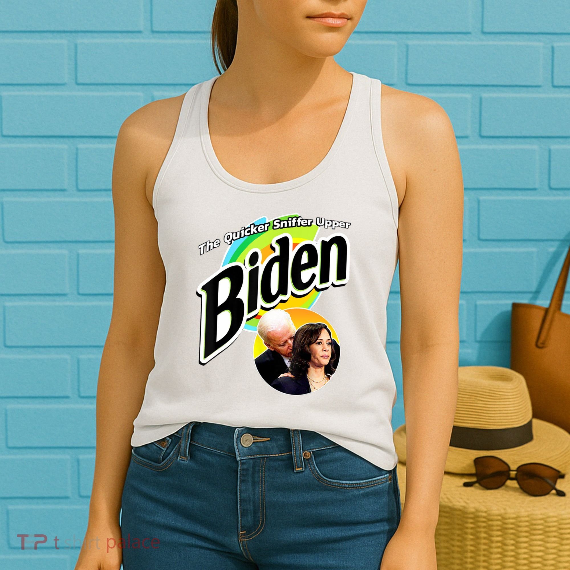 The Quicker Sniffer Upper Cute Gift Anti Biden Cute Gift Pro Trump Funny Great G Women's Tank Top