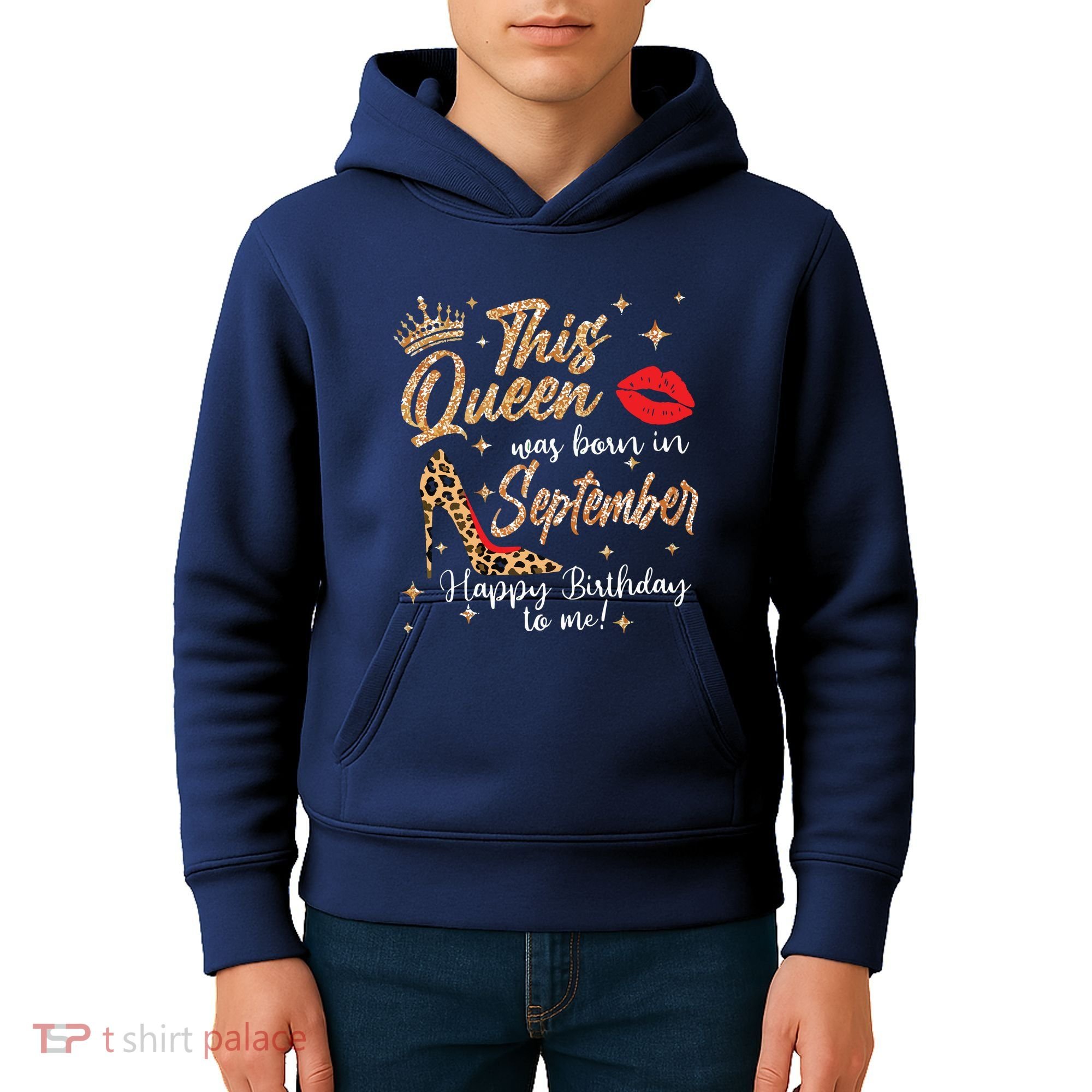 This Queen Was Born In September Happy Birthday To Me Kids Hoodie