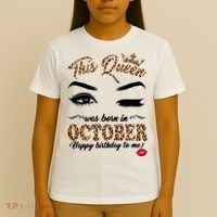 This Queen Was Born In October Happy Birthday To Me October Birthday T-Shirt thumb 4