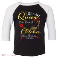 This Queen Was Born In October Birthday Gifts Women Her Toddler Fine Jersey T-Shirt thumb 0