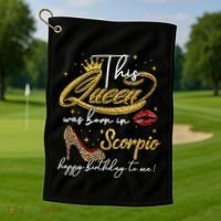 This Queen Was Born Scorpio October November Birthday Gift Golf Towel thumb 1