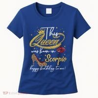 This Queen Was Born Scorpio October November Birthday Gift Women's T-Shirt thumb 0