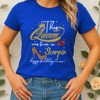 This Queen Was Born Scorpio October November Birthday Gift Women's T-Shirt thumb 2